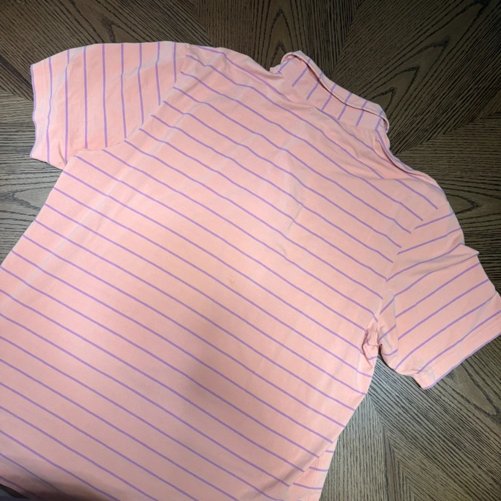 Peter Millar Men's Peach Stripe Polo Shirt L - Picture 4 of 4